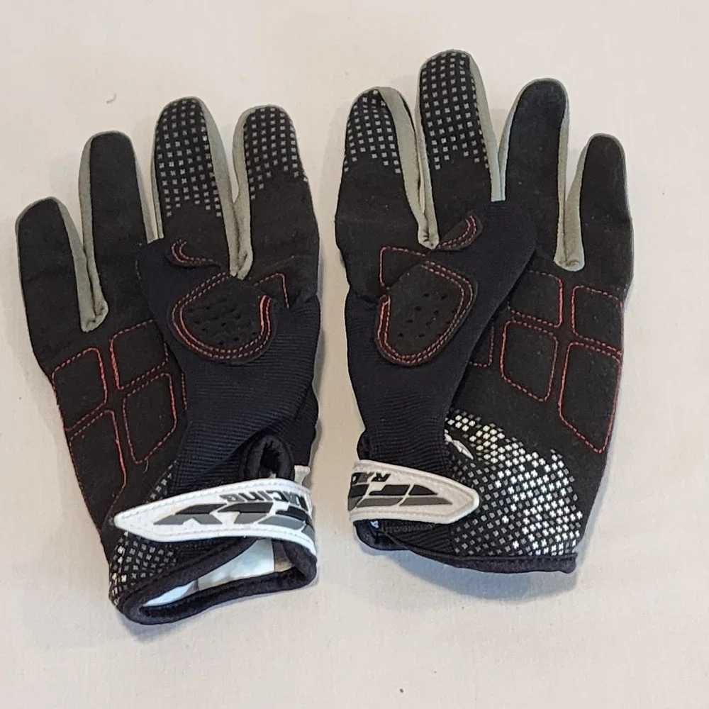Fly Racing F-16 Motocross BMX MTB Gloves Black White Grey Women Size 8 Small